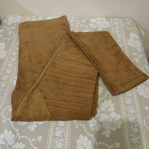 OoberSwank Ribbed Camel Faux Suede Leggings (M)